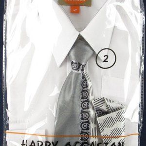 NEW Happy Occasion Boy's 3 Pc. White Dress Shirt, Tie & Pocket Square, Size 2